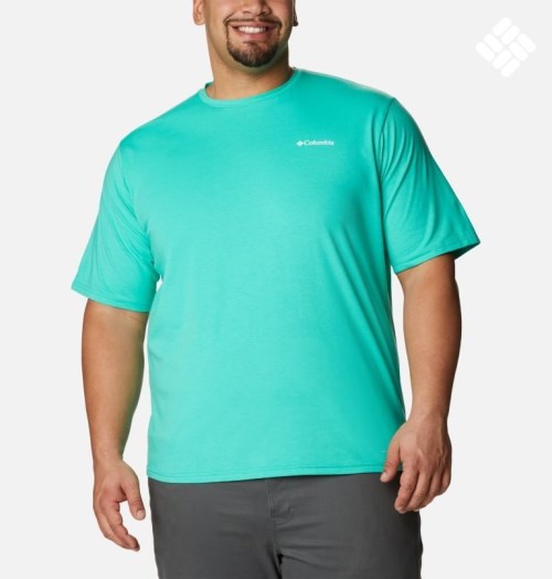Men's Columbia Sun Trek Short Sleeve T Shirts Turquoise | Plus Size CA-P41A6